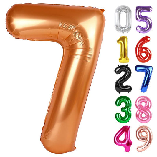 Orange Number 7 Balloon 40 Inch, 7th Birthday Party Decorations for Children, Giant 7 Foil Balloon for Party Supplies