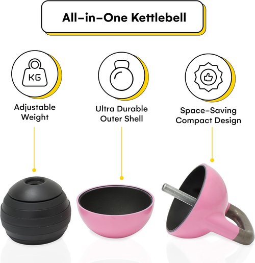Adjustable Kettlebell Set 26-70 lb - Strength Training with Secure Lock & Durable Steel