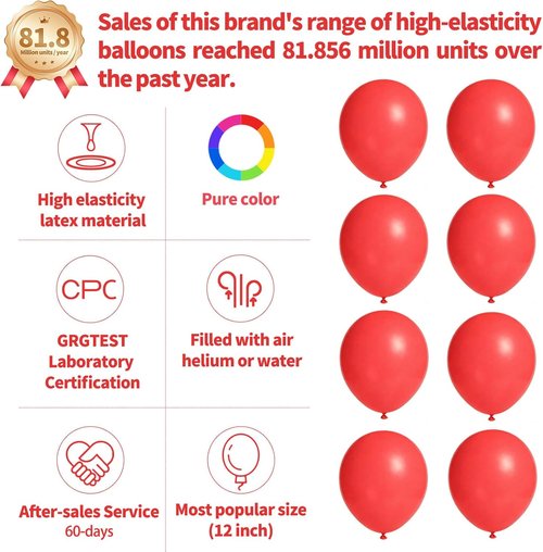 Coral Red Latex Balloons by [Brand Name] - 12 Inch, 110pcs for Birthday Party & Baby Shower Decor