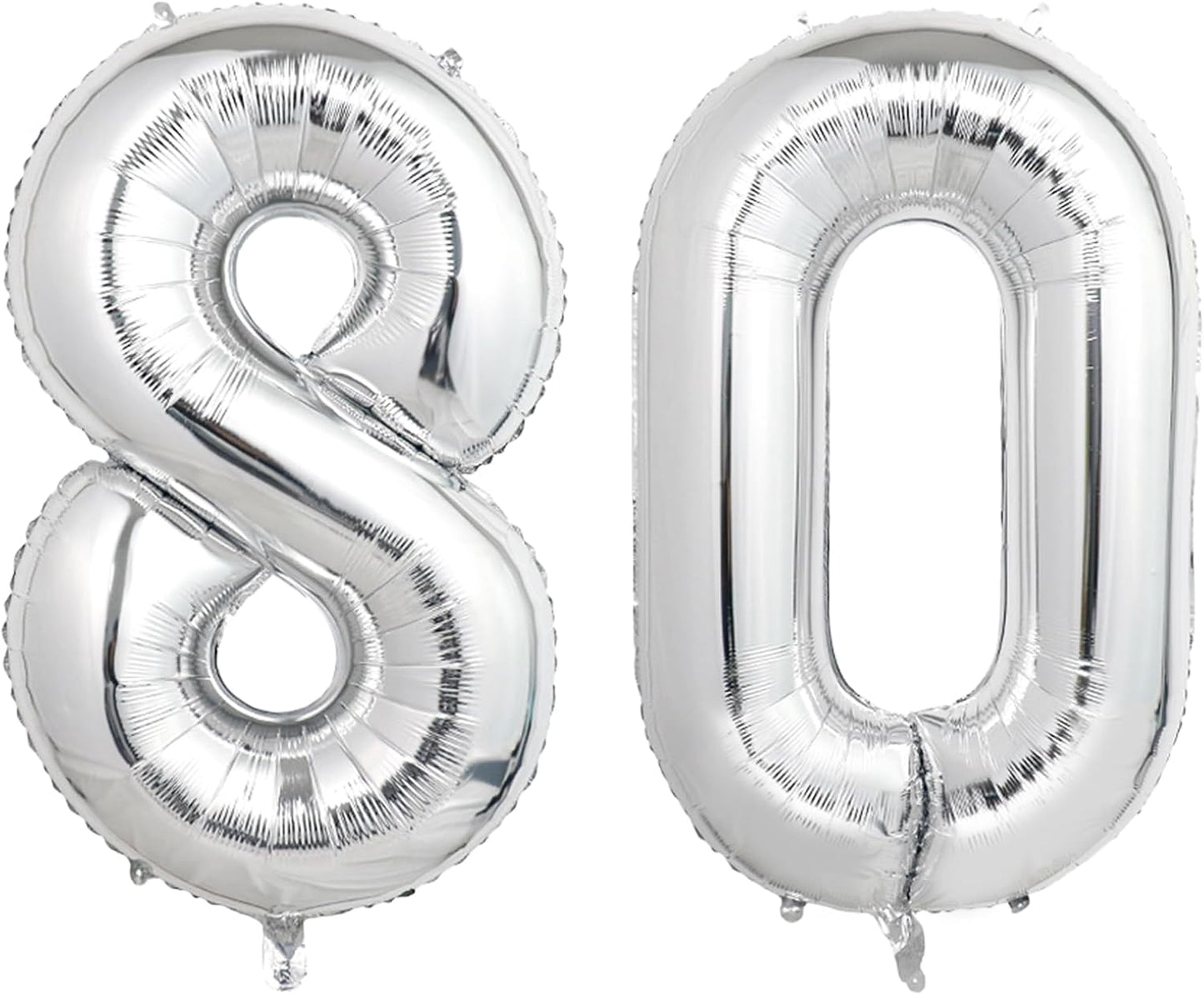 Number Balloons | Giant Silver 80 Balloon - 40 Inch for 80th Birthday & Anniversary Celebrations