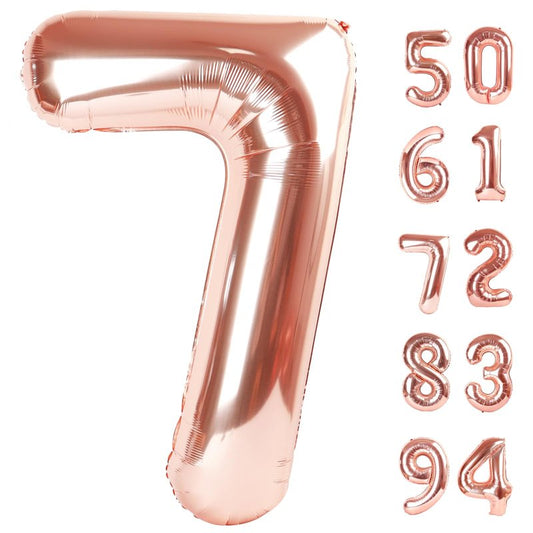 Rose Gold 7 Balloon, Number Balloons 40 Inch, 7th Birthday Decorations for Girls Boys Kids, Party Decoration for Women Men, Number 7 Balloon