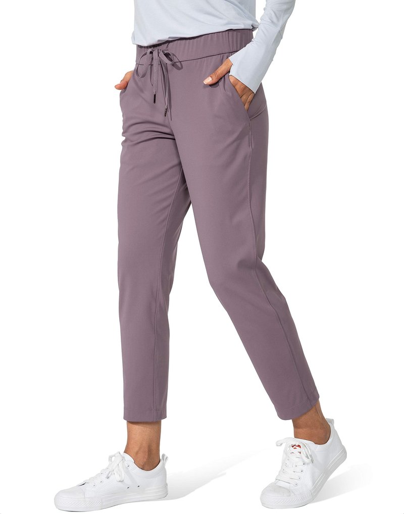 G Gradual Women's Pants with Deep Pockets 7/8 Stretch Sweatpants for Women Athletic, Golf, Lounge, Work (Dusty Purple, X-Large)