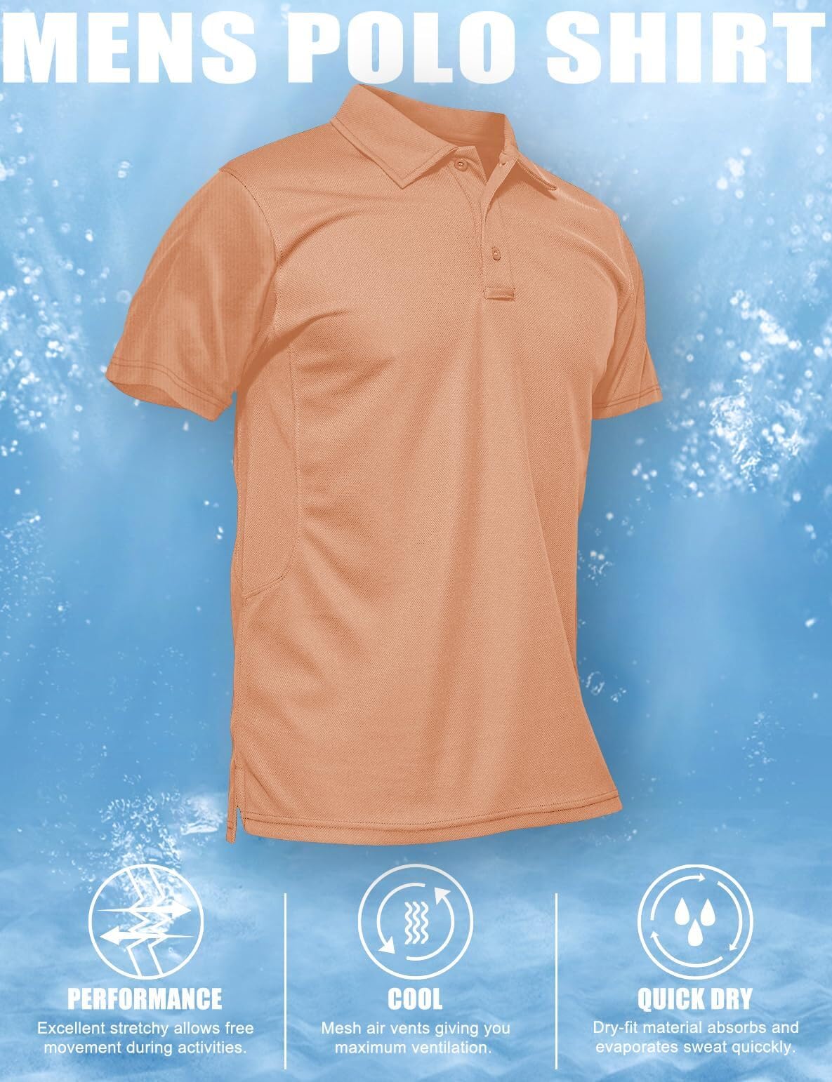 MAGCOMSEN Golf Polos for Men Dry Fit Short Sleeve Polo Shirts Breathable Athletic Polo Shirts Rugby Shirt Apricot XXL