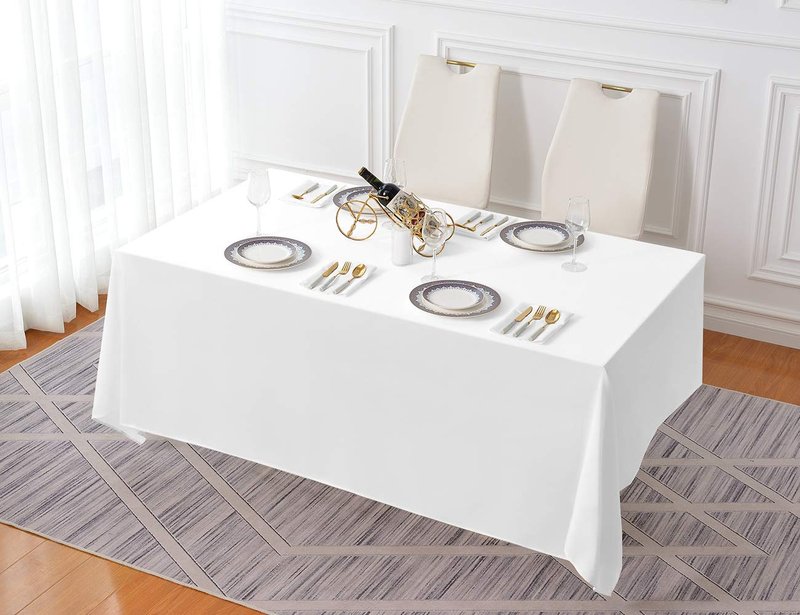 Surmente White Rectangle Tablecloth 90 x 156-inch Rectangular Polyester Table Cloth for Weddings, Banquets, or Restaurants