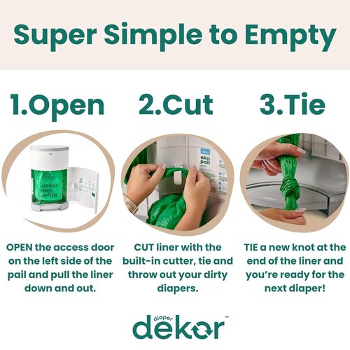 Diaper Dekor EKO Classic Diaper Pail - Eco-Friendly Design with 70% Recycled Materials | Hands-Free Operation