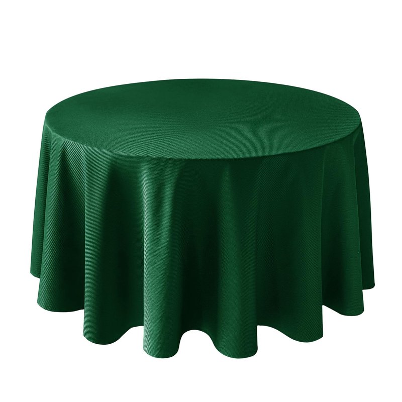 Biscaynebay Textured Fabric Christmas Round Table Cloth 90", Hunter Green Water Resistant Folding Table Covers for Dining, Kitchen, Wedding & Parties Machine Washable
