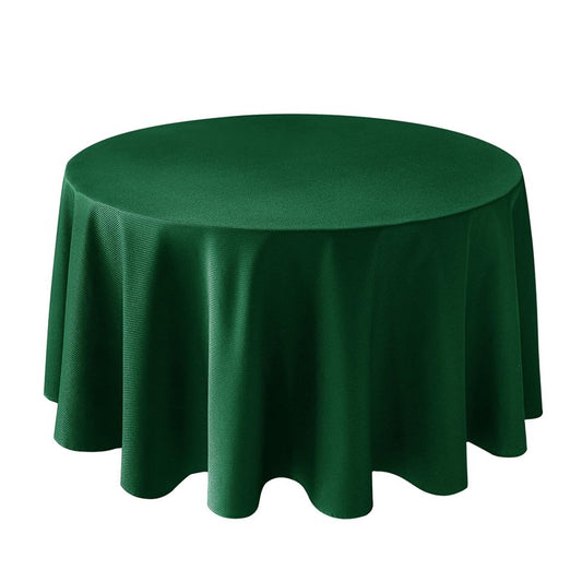 Biscaynebay Textured Fabric Christmas Round Table Cloth 90", Hunter Green Water Resistant Folding Table Covers for Dining, Kitchen, Wedding & Parties Machine Washable