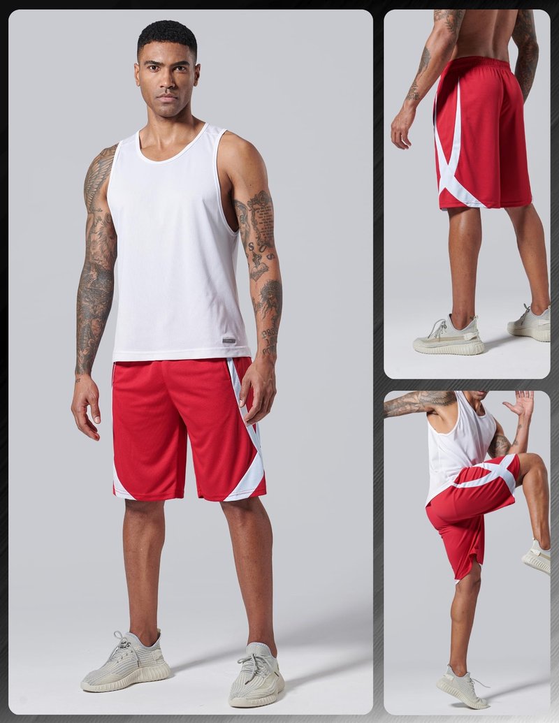 Liberty Imports 5 Pack Men's Quick Dry Athletic Basketball Shorts 9" Inseam with Pockets, Activewear for Workout Gym Running (Set 3, Large)