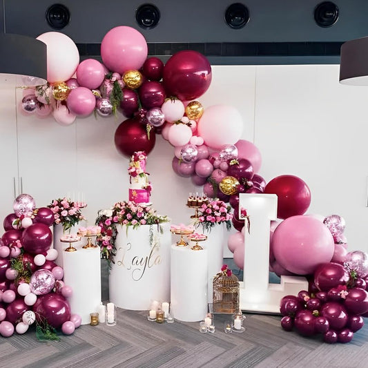 Voircoloria 90pack Burgundy Balloons Different Size 18/12/10/5 Inch Maroon Balloon Garland Arch Kit for Graduation, Thanksgiving Day, Autumn Fall Theme Party, Wedding, Birthday Decorations