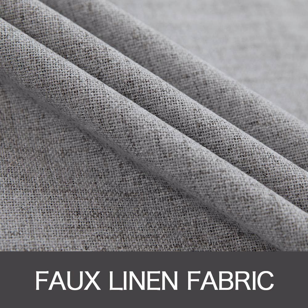MIULEE Blackout Curtains - 100% Thermal Insulated Grey Linen Texture | Room Darkening Drapes 52x120 Inch (2 Panels)