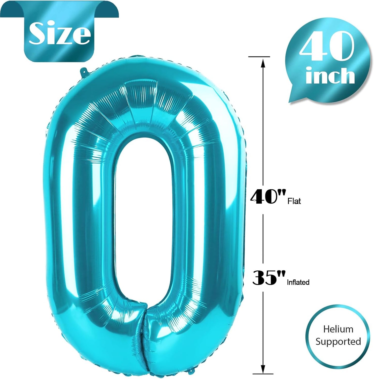 Blue Number Balloon 40 Inch | 0 Balloon for Birthday Decorations | Perfect Party Supplies