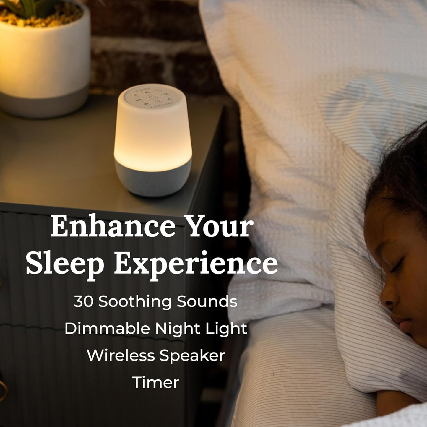 Yogasleep Duet White Noise Machine - Bluetooth Speaker & Night Light for Sleep Aid | 30 Natural Sounds, White