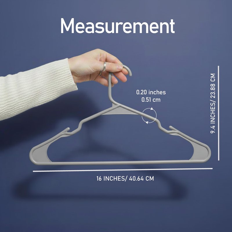 Utopia Home Plastic Hangers 20 Pack - Perfect Space Saving Clothes Hanger - Durable and Strong - Perfect Closet Organizers with Shoulder Grooves (Grey)