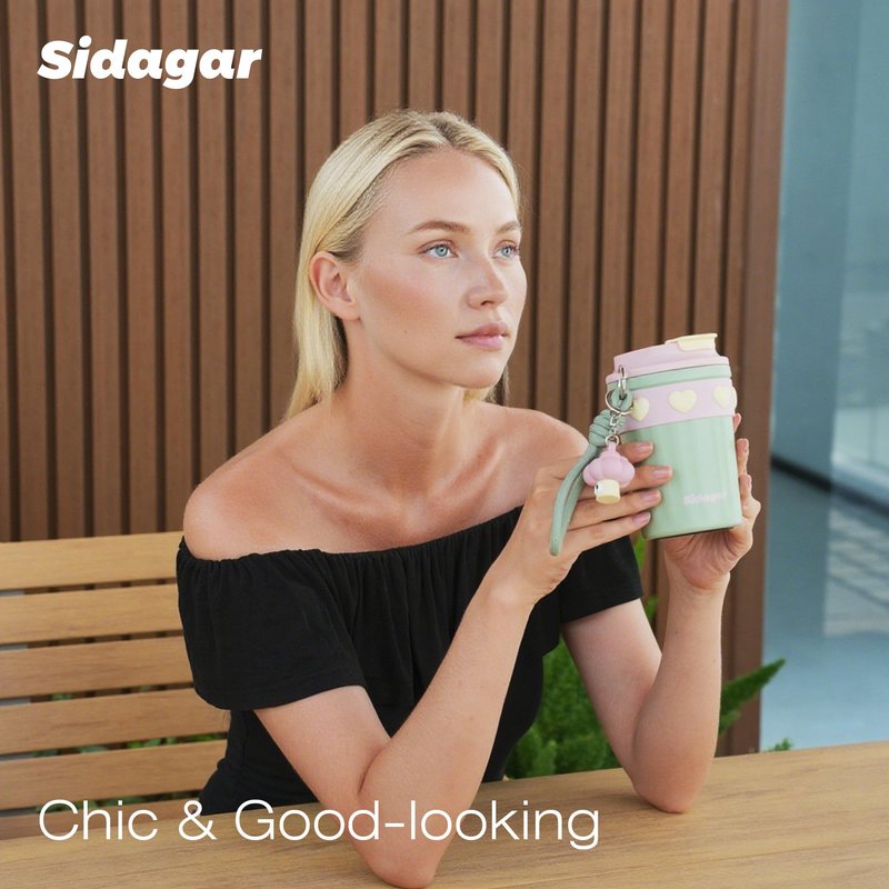 SDGA+ 12 oz Travel Coffee Mug Spill Proof Leak Proof, Stainless Steel Thermal Coffee Cup with Lid, Resuable Cup for Hot and Cold, Portable Tumbler for Women, Green