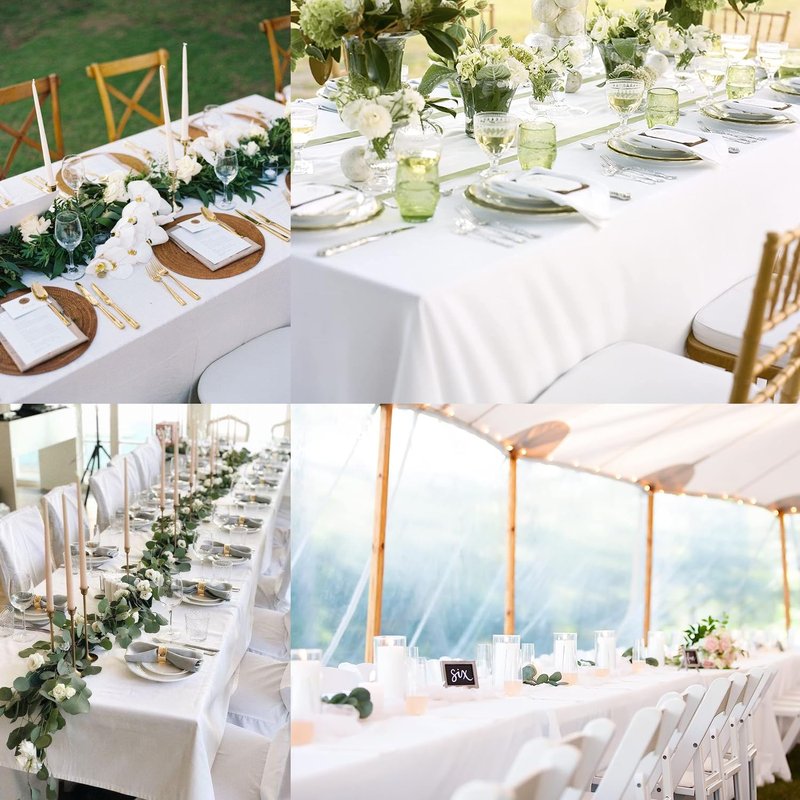 FINDYOU 6 Pack White Table Cloth Rectangle Table 60 x 102 Inch Tablecloths for 6 Foot Rectangle Tables. Stain and Winkle Resistant Polyester Washable White TableCloths for Parties Wedding Dining