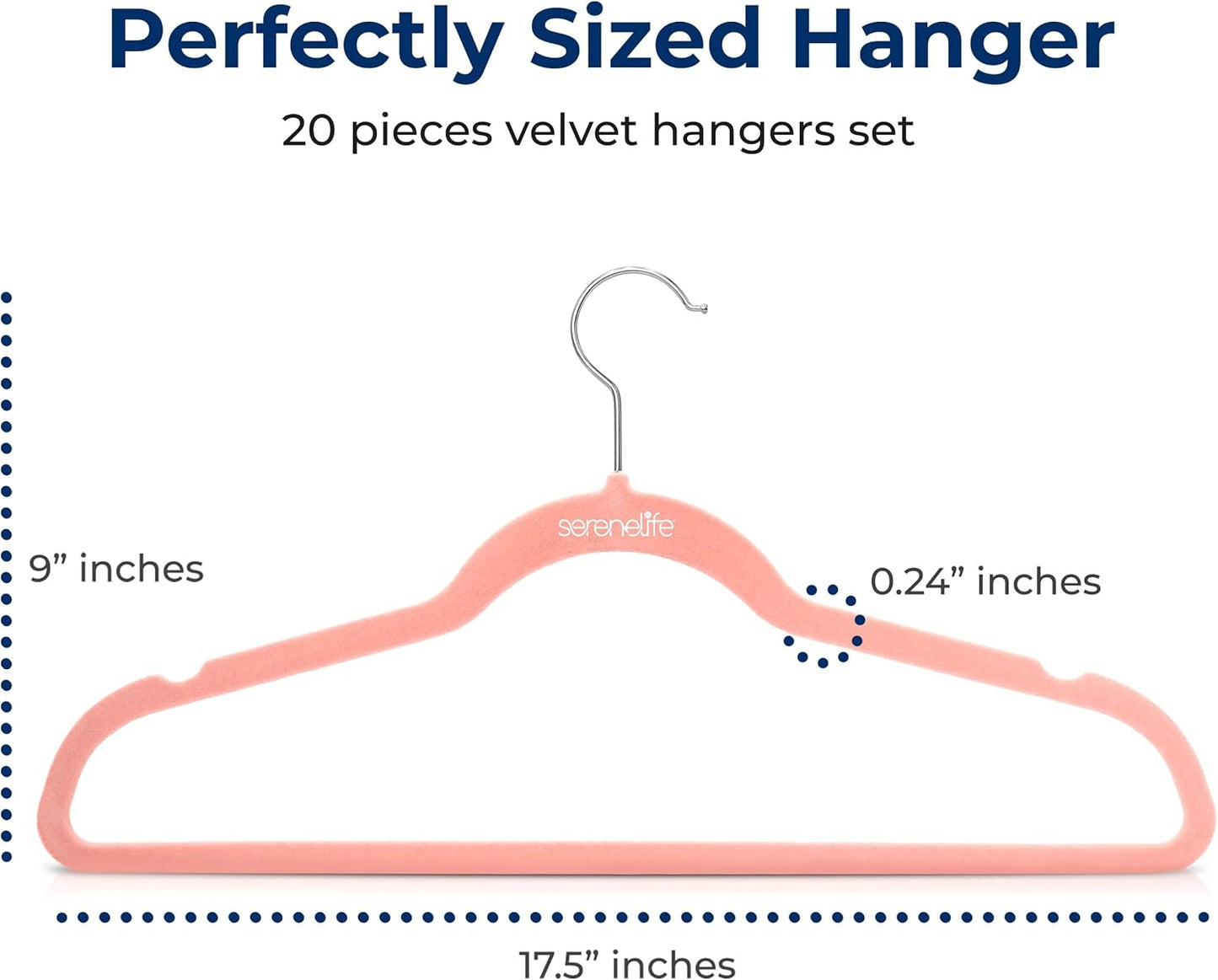 SereneLife Velvet Hangers - Non-Slip Felt with 360° Swivel Hook | Ultra-Thin & Space-Saving Design for Shirts, Sweaters, Dresses & More