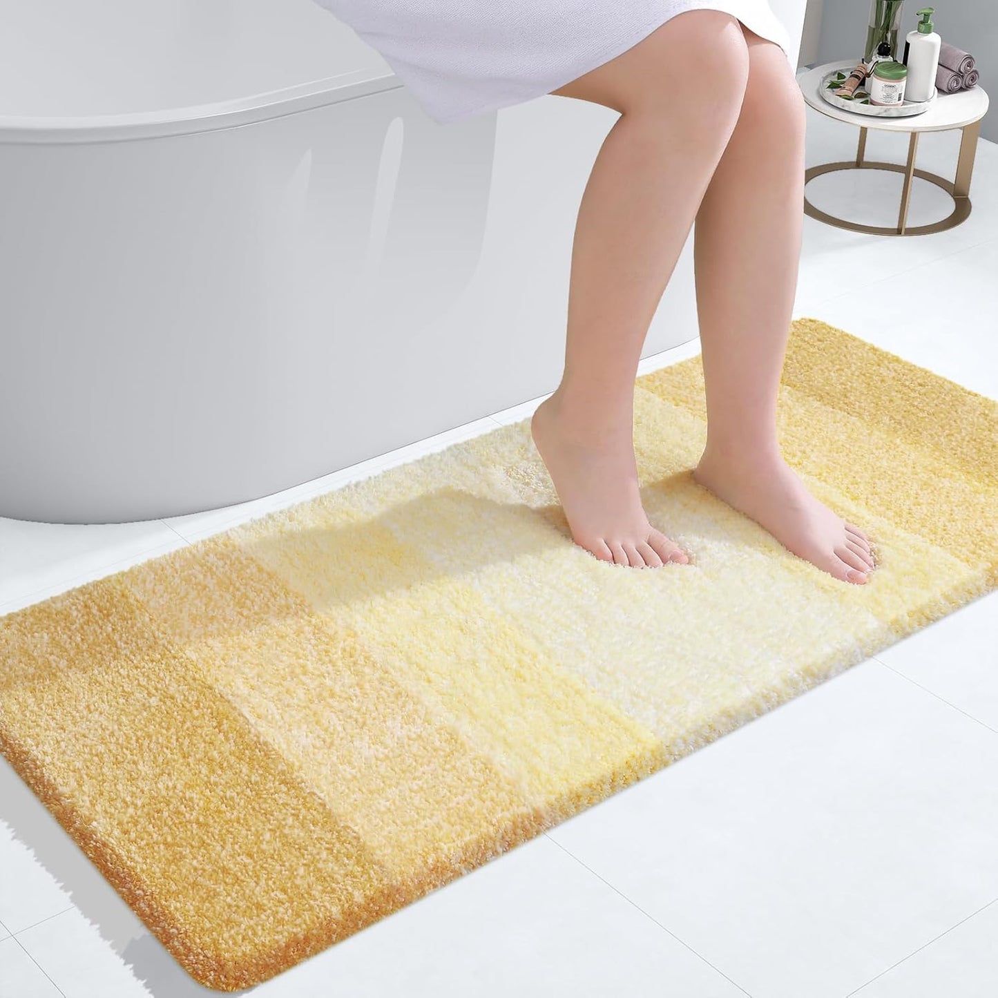 OLANLY Large Bath Rug Mat - Extra Soft Microfiber, Quick Dry, Washable | 45x27, Light Yellow