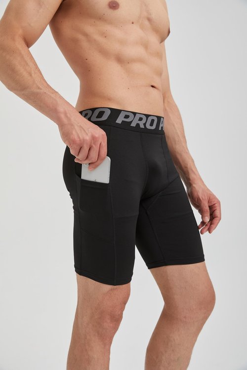 DANI CHINS Men's Athletic Compression Shorts Sports Running Workout Gym Underwear Boxer Shorts with Pockets(Black,White,M)