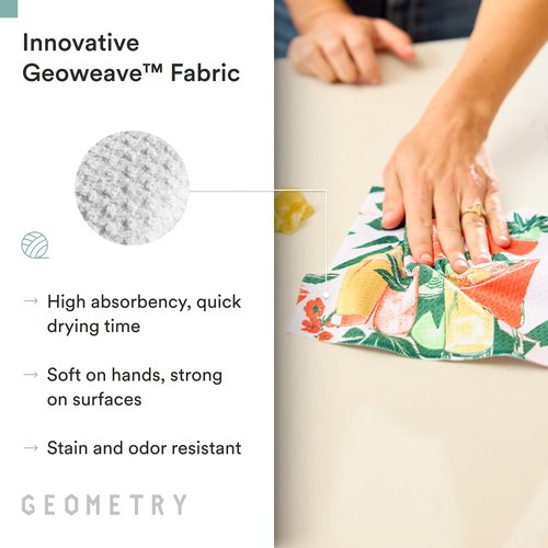 GEOMETRY Dishcloth – Spring & Summer Collection – Quick-Dry, Ultra-Absorbent, Reusable Microfiber Kitchen Towels for Drying & Cleaning - Summer Refreshments - 3 Pack