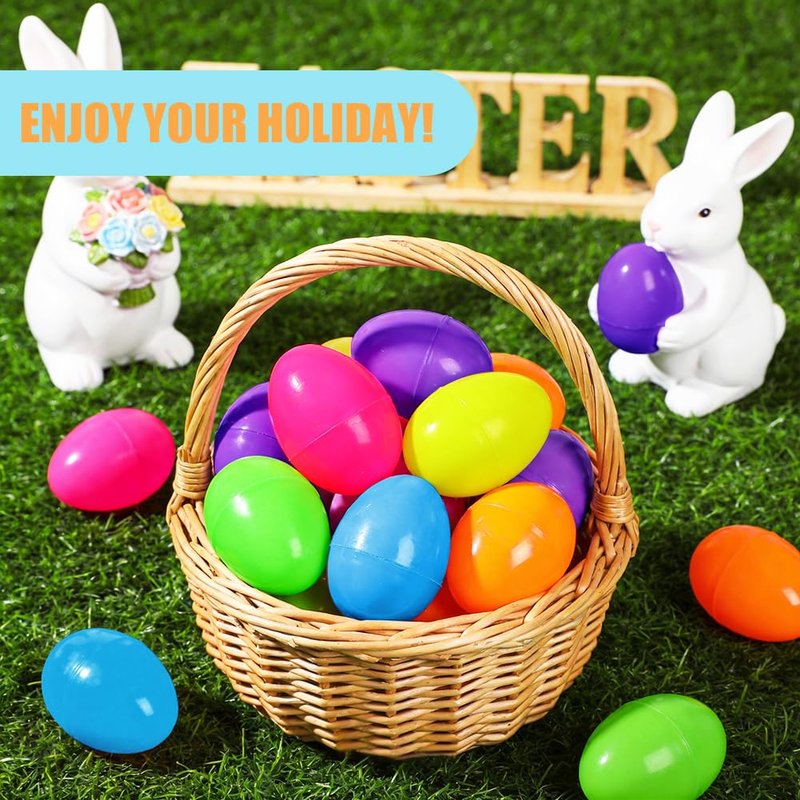 UMEELR 500 PCS Plastic Eggs Bulk, 2.4 Inch Easter Eggs Empty, 6 Bright Colors Fillable Easter Hunt Party Favor Basket Stuffers Fillers Filling Treats