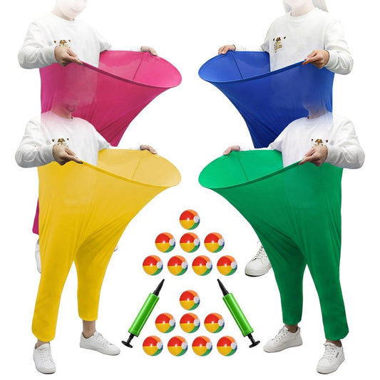 4-Color Team Granny Pants Yard Game with 16 Balls & 2 Pumps - Complete Adult Outdoor Set for 8+ Players, Backyard & Outdoor Toss Group Games for Family & Friends Gatherings