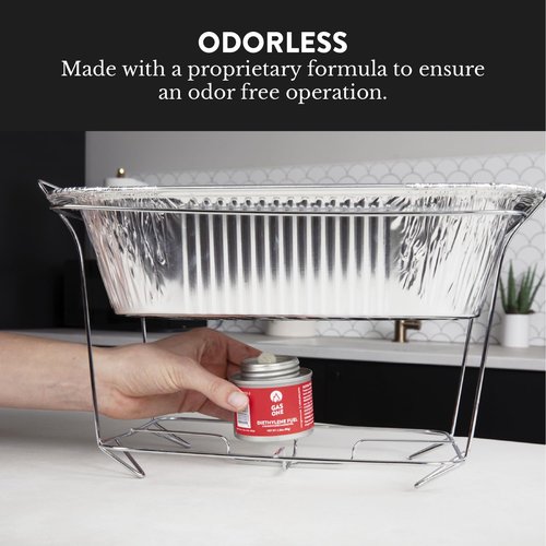 GasOne 2+ Hour Chafing Fuel - Food Warmer for Chafing Dish Buffet Set - Liquid Safe Fuel with Wick & Lid Opener for Chafing Dish (Pack of 6)
