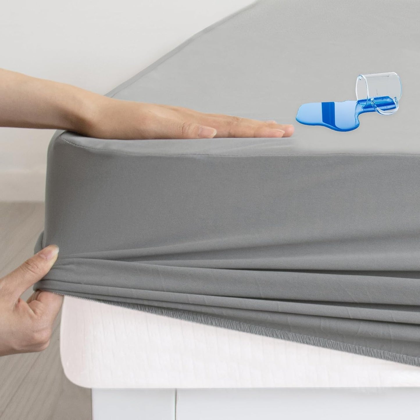 Skiennix Twin Mattress Protector - Waterproof & Breathable Pad Cover for Kids' Beds | Gray, Fits Up to 14" Deep