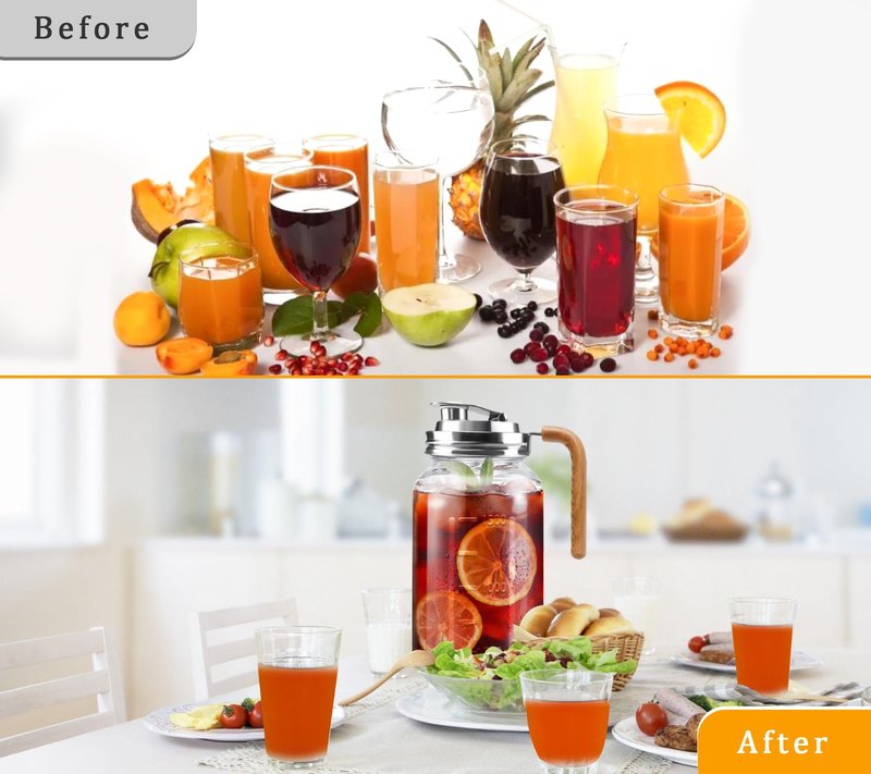 Glass Pitcher With Lid,304 Stainless Steel Lid,2 Seal Ring,64 oz(2 Quart/1.8 Liter),Mason Jar Cold Brew Water Iced Tea Brewing Breast Milk Pitcher,Sun Tea Glass Jar For Outside,Pitchers For Drinks