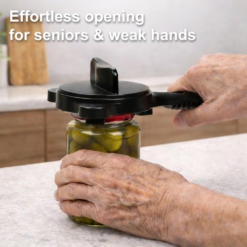 Jar Opener for Seniors, 4-in-1 Adjustable Lid Opener with Non-Slip Grip, Includes Magnetic Hook & Rubber Gripper, Suitable for Jars, Bottles and Beer Caps, Perfect for Arthritis and Weak Hands