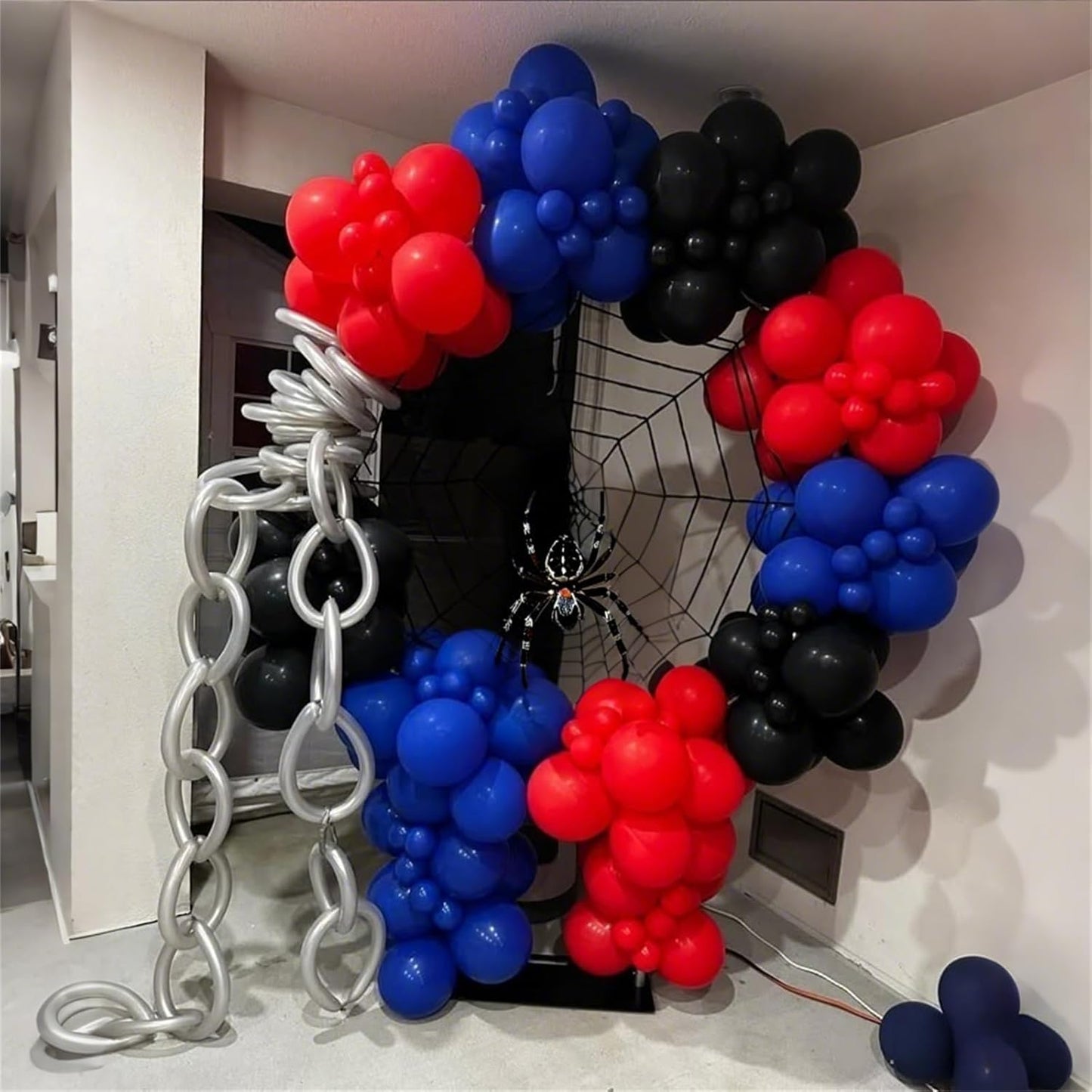 Skiennix Balloon Arch Garland Kit - 101 Pcs Matte Red, Black & Royal Blue Latex Balloons | Halloween & Birthday Party Decor