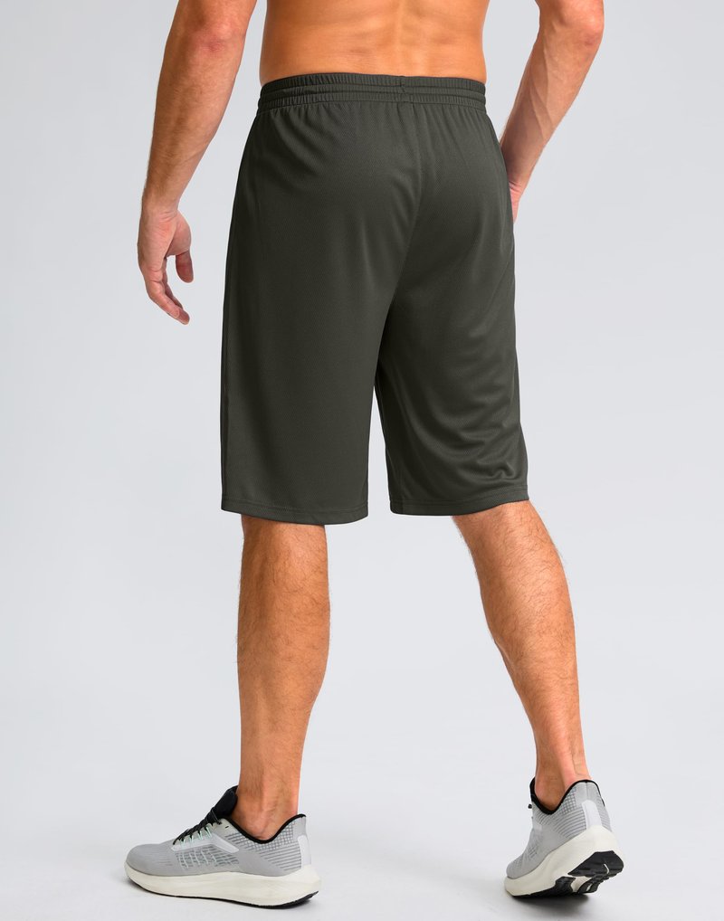 G Gradual Men's Athletic Shorts with Pockets 9" / 11" Long Basketball Shorts Lightweight Quick Dry Gym Workout Shorts for Men(Olive,S)