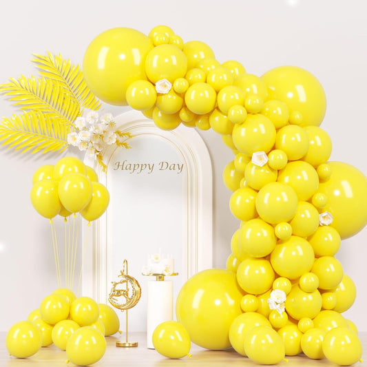 Voircoloria Yellow Balloons - 130pcs Assorted Sizes for Birthday, Baby Shower & Wedding Decor