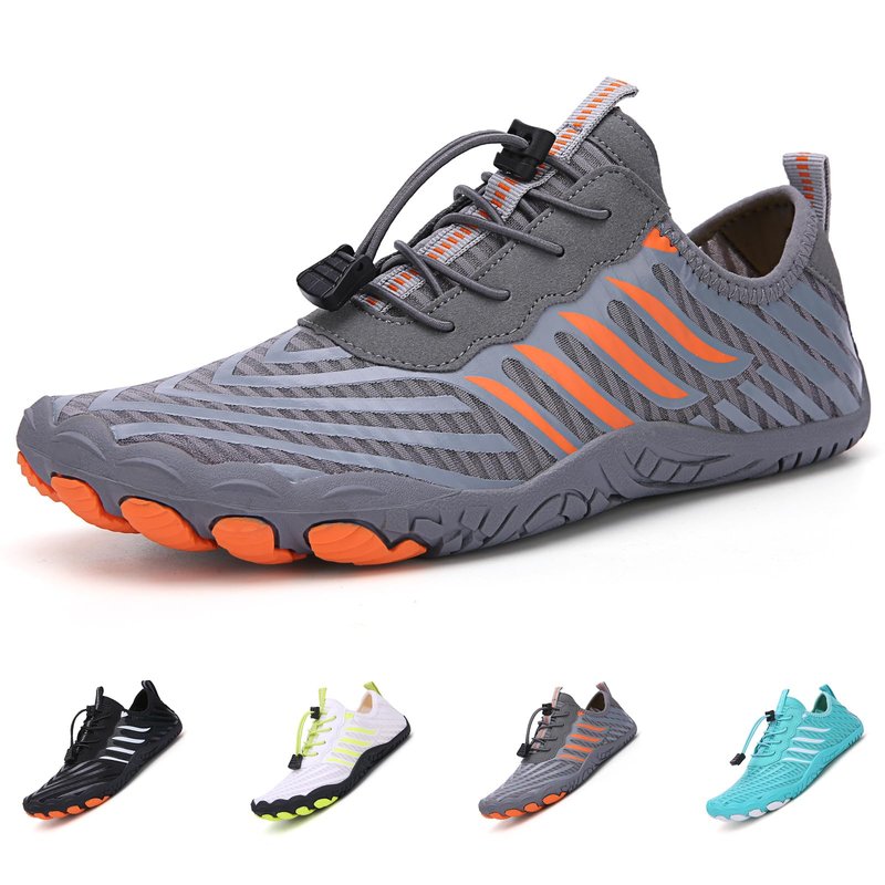 Grounded Footwear for Women Barefoot Shoes,Grounded Footwear for Mens,Hike Barefoot Shoes Womens Footwear, Comfortable Non-Slip Barefoot Vitality Shoes,Men's Women's Water Shoes Wide Toe Box Grey