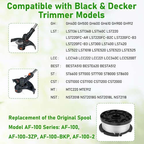 Hechuang 10 Pack String Trimmer Replacement Spools - 30ft 0.065" Line for Black+Decker AF-100