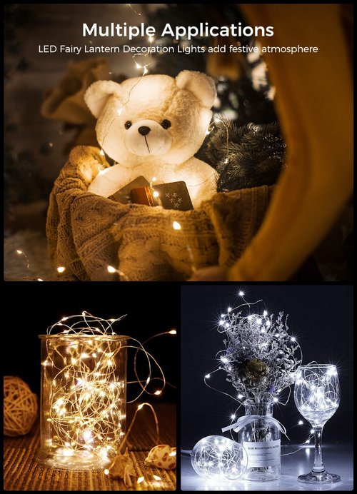 Brightown 24 Pack Fairy Lights Battery Operated String Lights 7 Feet 20 LED Waterproof Christmas Light Silver Wire Firefly Starry Moon Light for Bedroom DIY Party Wedding Patio Christmas