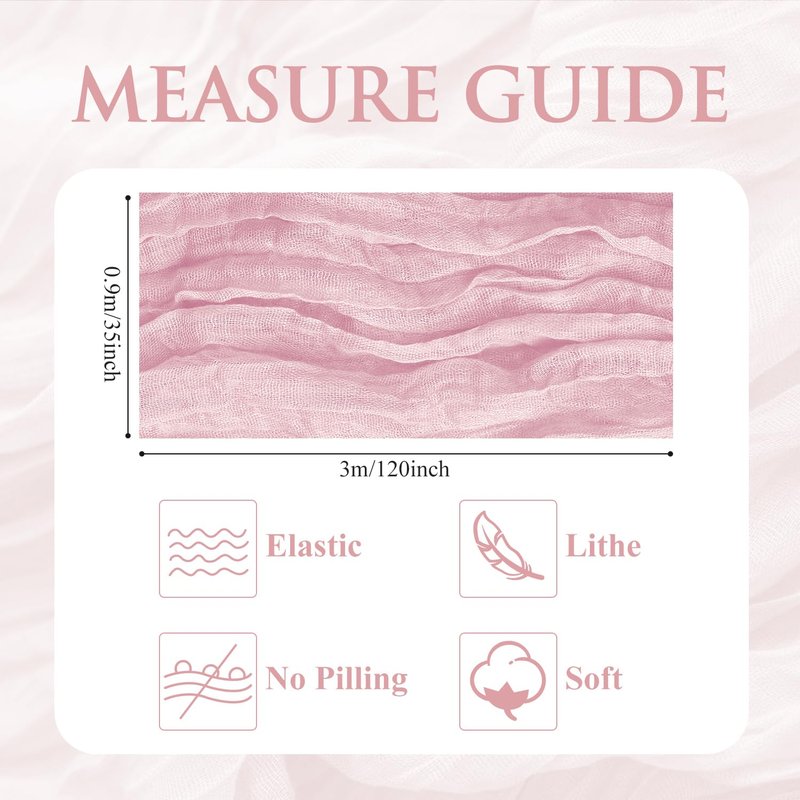 Xiomot Table Runner Pink Cheesecloth Valentine's Day 10FT Blushing Pink Boho Gauze Cheese Cloth Rustic Sheer Table Runners for Summer Wedding Bridal Baby Shower Party Decoration