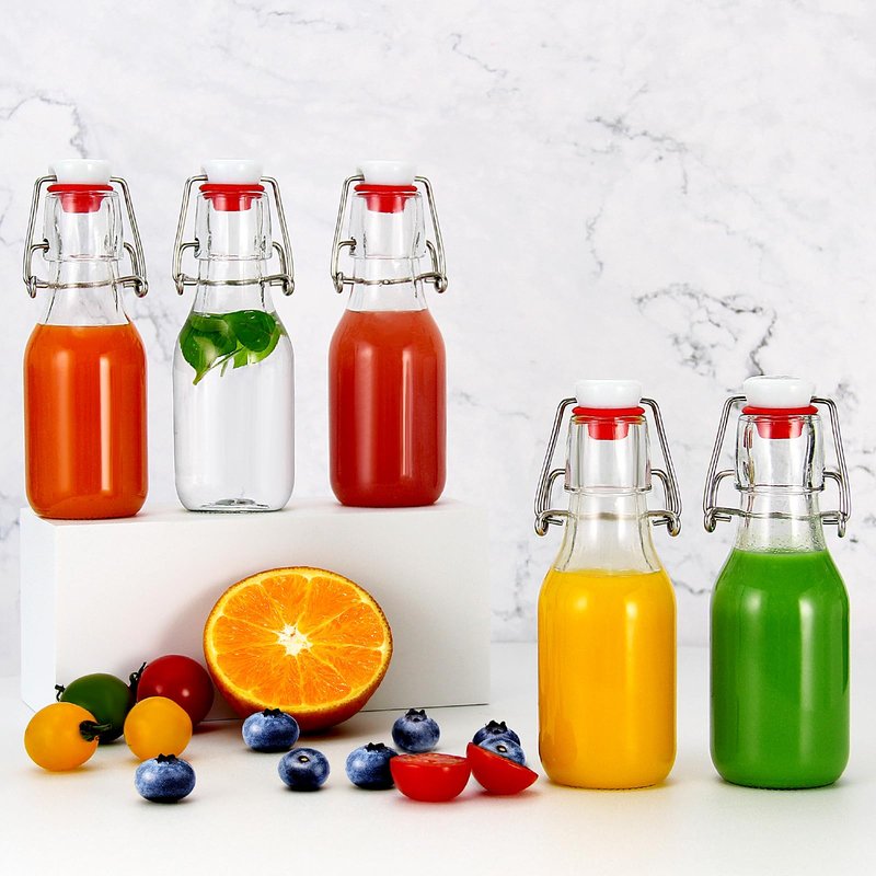 YEBODA 12 Pack 4oz Swing Top Glass Bottles,Small Flip Top Glass bottles with airtight Caps for Home Brewing,Kombucha,2nd Fermentation,Kefir,Beverages,Soda,Oils,Vinegar,Limoncello,Vanilla extract