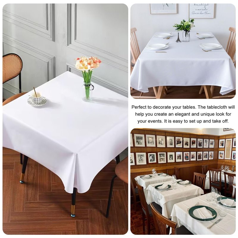 JALANCY 4 Pack Square Table Cloth 70x70 Inch White Tablecloth Machine Washable Fabric Polyester Table Cover for Dining, Buffet Parties, Picnic, Events, Weddings and Restaurants（White）