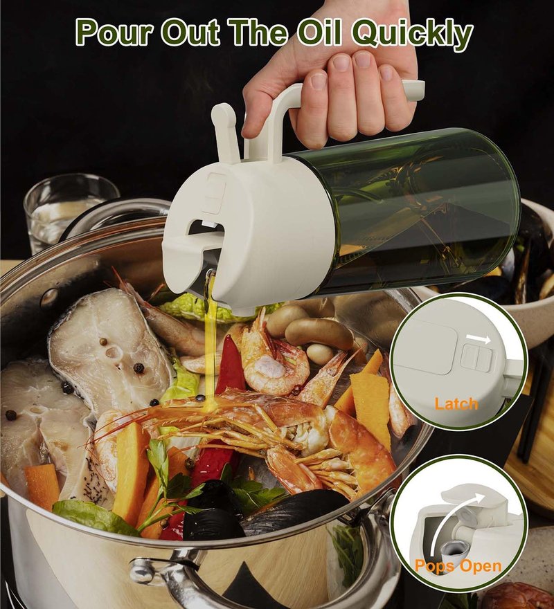 ZEREN 2 in 1 Glass Oil Dispenser & Sprayer, 16oz/470ml Glass Olive Oil Sprayer with Silicone Protective Pad, Cooking Oil Sprayer Bottle for Kitchen Gadgets and Air Fryer Accessories