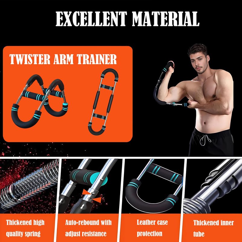 Twister Arm Trainer,60-100 lbs Adjustable Arm Trainer for Men with Chest Clip Muscle,Portable Chest Trainer for Men Home & Gym,Detachable Chest Workout Equipment for Upper Body Strength Training