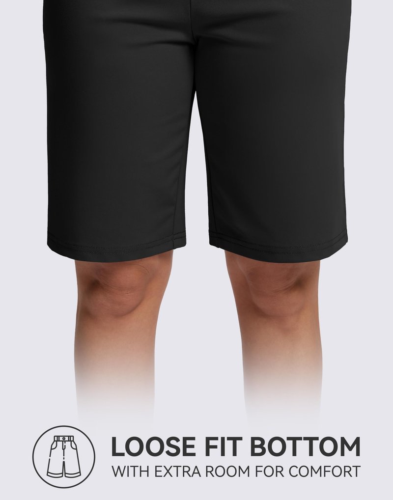 G Gradual Bermuda Shorts for Women with Pockets 10" Knee Length Womens High Waisted Long Shorts for Walking Athletic Workout(Black,XL)