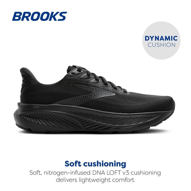 Brooks Men’s Ghost 17 Neutral Running Shoe - Black/Black/Ebony - 8.5 Wide