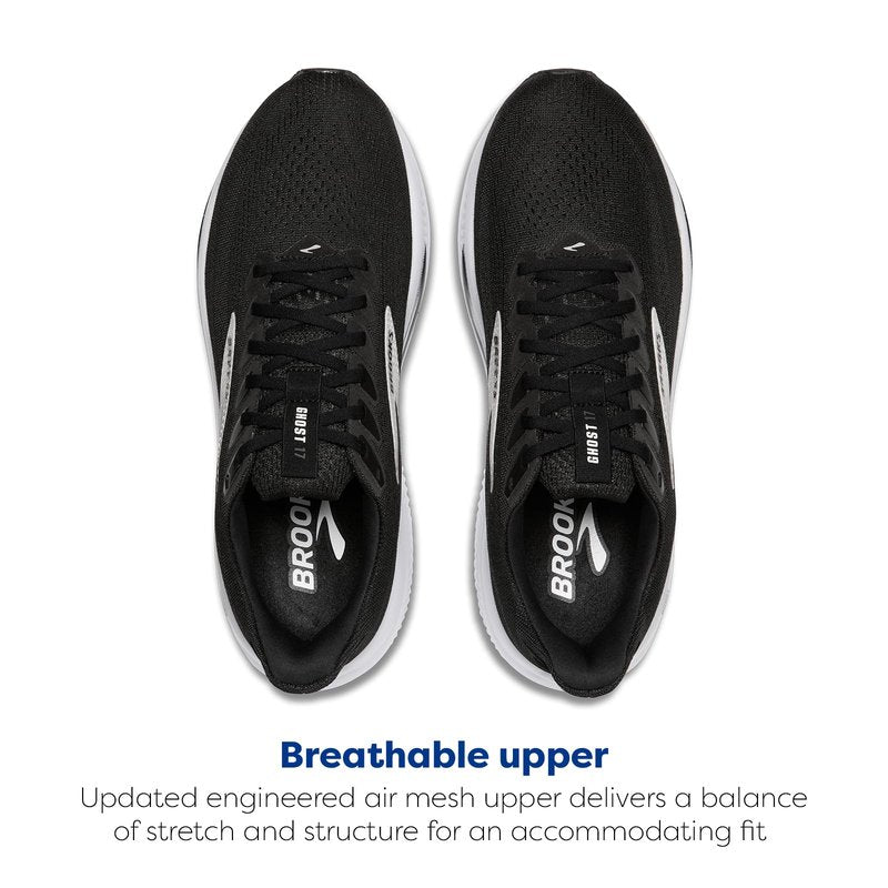Brooks Women’s Ghost 17 Neutral Running Shoe - Black/Grey/White - 10 Wide