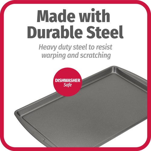 GoodCook Everday Nonstick Carbon Steel 17 x 11-Inch Baking Sheet Set, 2 Pack – Medium Sized Cooking Pans, Bakeware Set, Cookie Sheets for Baking, Oven Pan Set