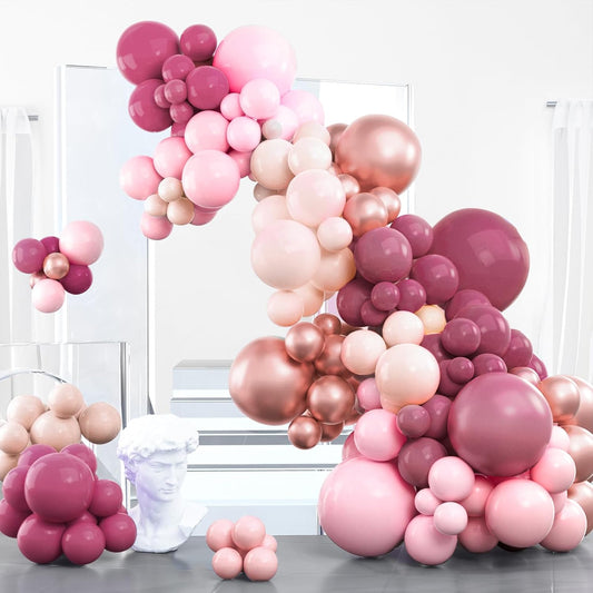 PartyWoo Balloon Arch Kit - Dusty Pink Garland with 100 Balloons in Various Sizes for Weddings & Events