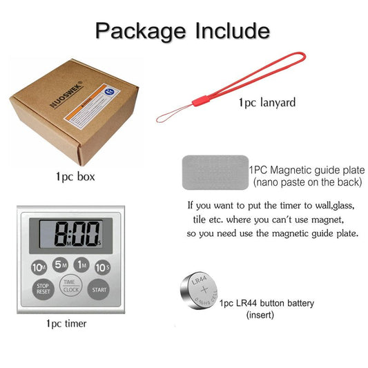 NUOSWEK Digital Timer Waterproof Shower Timer Shower Clock Bathroom Kitchen Timer with Strong Magnet and Large LCD Display (Waterproof 7 Key)