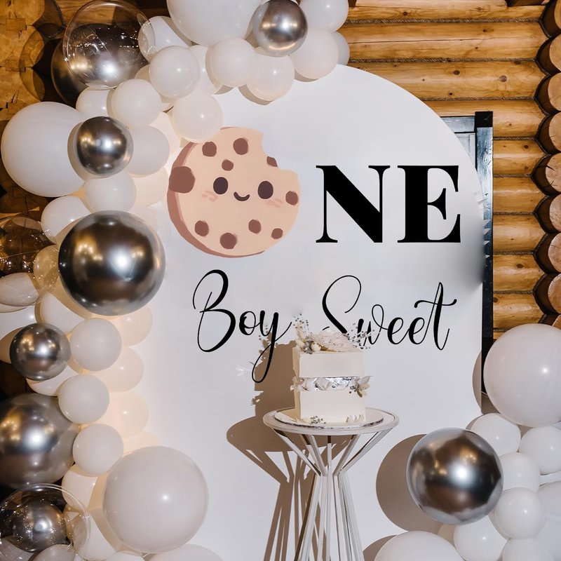 One Sweet Boy Decal Sign - Cookie 1st Birthday Decorations, Cookie and Milk First Birthday Party Supplies for Balloon Arch, Backdrop...… (Sweet Boy Decal)