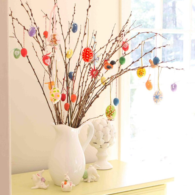 SpringFlower White Easter Eggs Painting Kit-24 Paintable Flocking Eggs with Doodle Kit for DIY Design-Hanging Flocking Eggs with Rope for Easter Decoration,Egg Hunts,Basket Stuffers & Essentials