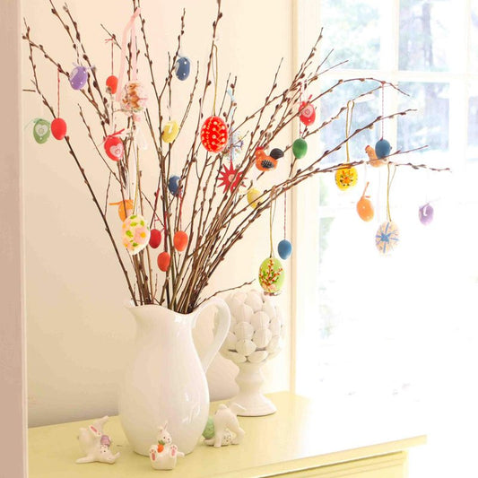 SpringFlower White Easter Eggs Painting Kit-24 Paintable Flocking Eggs with Doodle Kit for DIY Design-Hanging Flocking Eggs with Rope for Easter Decoration,Egg Hunts,Basket Stuffers & Essentials