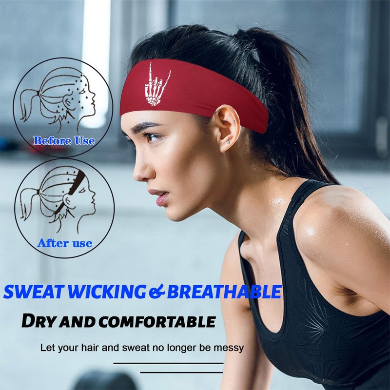 Headbands for Women Workout Head Bands Sports Headbands for Men Sweat Band Running Headband for Women Non Slip Sweatbands for Men 3pcs Skull Sweat Wicking Headband Women's Hair Athletic Yoga